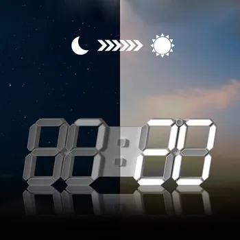 3D Большие светодиодные цифровые часы Многофункциональный USB-подключаемый электронный будильник с индикацией даты и температуры, светящиеся настенные часы