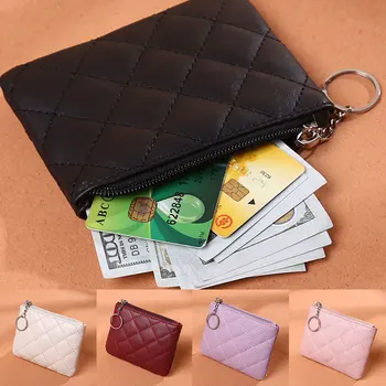 Женская сумка, кожаный кошелек для монет, брелок для ключей, модный кошелек С алмазной вышивкой, кошелек на молнии, мешочек для денег, разноцветный, можно повесить