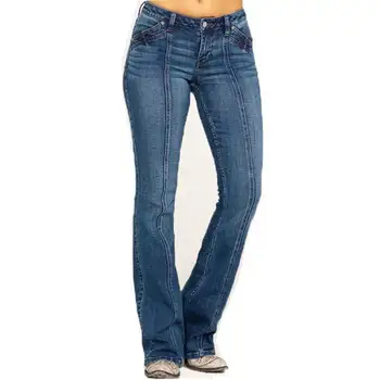 Женские узкие джинсы-клеш Длинные брюки
