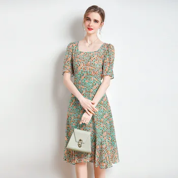 Шелковое платье для женщин, Весна 2023, Новое высококачественное праздничное платье средней длины с цветными блоками, темпераментное женское платье