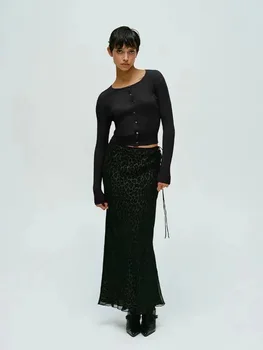 Женская длинная юбка-труба с леопардовым принтом в стиле ретро и русалка из 100% шелка с леопардовым принтом