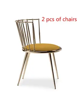 2 предмета Модный скандинавский Золотой железный стул современный дизайн туалетный столик стулья металлический стальной стул табурет для макияжа Многоцветный коврик