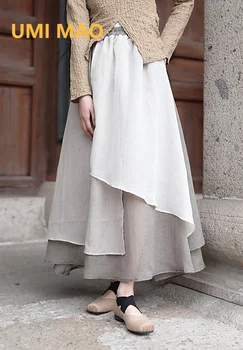Юбка-полукомбинезон UMI MAO Harajuku в стиле ледяной конопли, Блуждающая юбка в стиле Яппи, Нерегулярный блок, Сплошная юбка-полукомбинезон, Женская летняя одежда