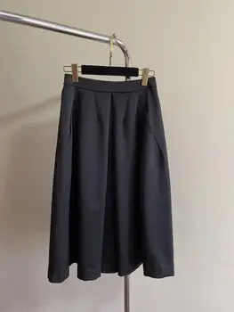 Новая юбка-полукомбинезон I-line с живыми складками, образующая прочную юбку, элегантную и повседневную, черного цвета
