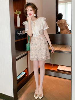 Марлевый диск с пайетками, печать на ногтях, короткая юбка трапециевидной формы с высокой талией, юбка новая летняя