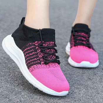 Женские кроссовки, дышащие женские кроссовки, легкая нескользящая повседневная обувь, уличная женская теннисная обувь на шнуровке
