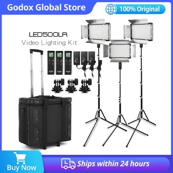 Бесплатная Светодиодная лампа DHL Godox 3X LED500LRC 3300-5600K для Видеосъемки + Световая Подставка + Роликовая Сумка Для переноски Видеостудийных Светильников