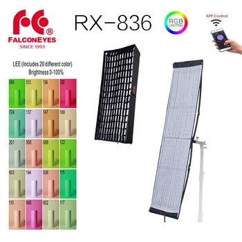 FalconEyes RX-836 200 Вт RGB LED Video Fotografia Light Поддержка приложения Дистанционное управление Портативная лампа непрерывного освещения с 8 сюжетными режимами