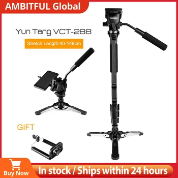 Монопод для камеры Yunteng VCT-288 + Головка для Панорамирования Жидкости + Держатель Unipod Для Canon Nikon и всех цифровых зеркальных фотокамер с Креплением 1/4 