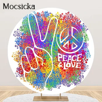 Фон для фотосъемки мира и любви Mocsicka, карнавал 60-х, заводное украшение для вечеринки по случаю дня рождения, круглый круг, фоновая крышка