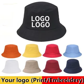 Бесплатная печать логотипа вышивка ведро шляпы пользовательские рыбак шапка досуг шляпы открытый кепки бассейна Панама осень хлопка шляпа солнца