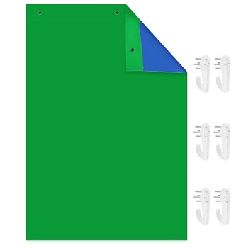 Двухцветный фон Andoer, моющийся, из полиэстера и хлопка, дизайн подвесных петель для экрана с 6 шт. крючками для видеосъемки