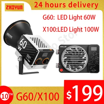 ZHIYUN MOLUS X100 100W G60 60W COB LED Light Видео Освещение для фотосъемки видео Youtube Фотографические светильники