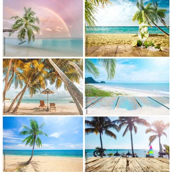 ZHISUXI Тропический Морской Пляж Пальмы Фон Для Фотосъемки Природные Живописные Фотофоны Фотосалон Фотостудия 211227-HHB 12