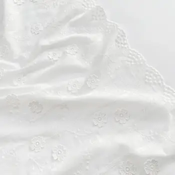 Высококачественная хлопчатобумажная ткань tecidos para costura с объемной вышивкой цветами сливы, рубашки, юбки, ткань для одежды