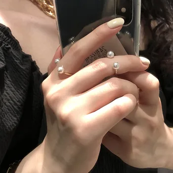 Минималистичные кольца с имитацией жемчуга Todorova, Шикарные Открывающиеся Кольца На палец Для женщин, Регулируемые Вечерние Корейские украшения для девочек