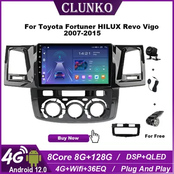 Clunko Для Toyota Fortuner Hilux Revo Vigo 2007-2015 Android Автомобильный Радиоприемник Стерео Экран Tesla Мультимедийный Плеер Carplay Auto 256G