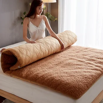 Домашний шерстяной матрас для спальни, утолщенный на 4 см, мягкий складной кашемировый матрас верблюжьей шерсти
