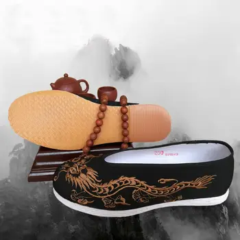 EU37 ~ EU48 высококачественная хлопчатобумажная ткань ручной работы дракон кунг-фу тайцзи тайцзи кроссовки ушу обувь для боевых искусств
