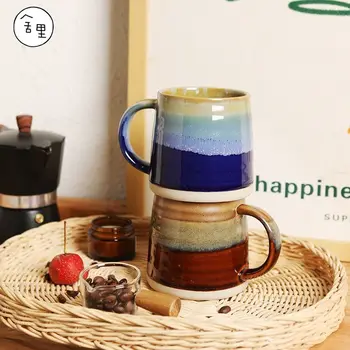 Кофейная кружка из японской грубой керамики с нишевым дизайном в стиле Ретро, Чашка для молока для домашнего завтрака, Пара Кружек