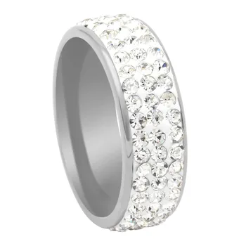 Hainon Оптовая продажа высококачественных классических ювелирных изделий из нержавеющей стали с 3 рядами кристаллов Обручальное кольцо Золотого, серебряного цвета Кольца для женщин