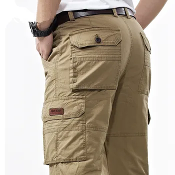 Мужские повседневные длинные брюки с несколькими карманами, плюс размер 42, мужской комбинезон, армейские брюки-карго в стиле милитари, весенние хлопковые мешковатые джинсовые брюки