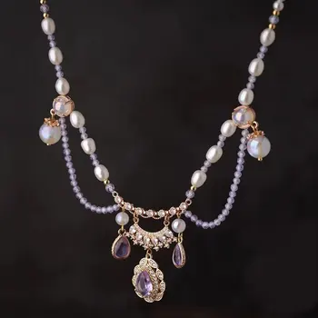 Универсальное ожерелье с фиолетовым цирконом для женщин