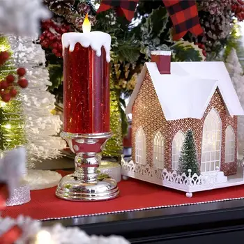 1 комплект изысканный свечи цилиндрические светодиодные крутятся блеск Создайте атмосферу Рождества LED Ночной свет