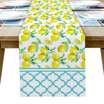Летняя Свежая Лимонно-голубая настольная дорожка с марокканским рисунком, Домашний Декор, Украшение обеденного стола, декор стола