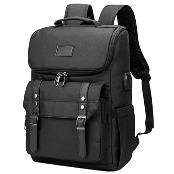 Рюкзак для ноутбука, сумка для мужчин, бизнес-ноутбук, USB-зарядка, Корейские многофункциональные Оксфордские ретро-школьные рюкзаки для путешествий