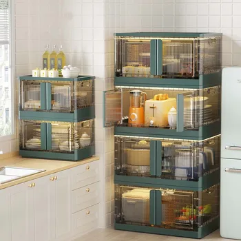 Установка бесплатно складывается на открытом воздухе кухонные ящики для хранения между приемами пищи многокамерная прозрачная пластиковая коробка органайзер для шкафа
