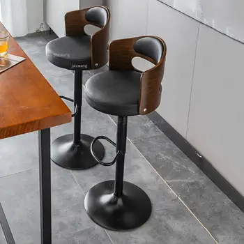 Роскошные стулья из круглого дерева С высоким Подъемным механизмом Для кухни, Европейские Обеденные Металлические Барные Стулья, Регулируемая мебель для стойки регистрации, Табурет Alto