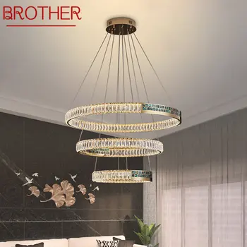 BROTHER, Современные хрустальные подвесные светодиодные светильники, Роскошные Круглые кольца, люстра, лампа для дома, гостиной, столовой