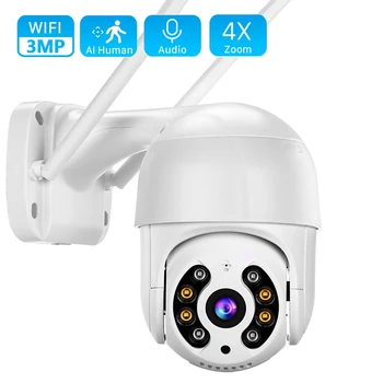 1080P Smart WiFi PTZ-Камера 4-кратный Цифровой Зум AI Обнаружение Человека ONVIF Беспроводная CCTV 3-Мегапиксельная IP-Камера Защита Домашней безопасности iCSee