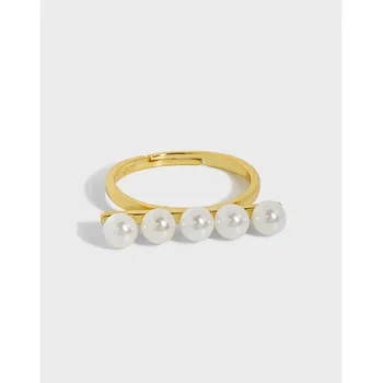 Элегантное кольцо с мелким жемчугом, кольцо из стерлингового серебра S925 пробы, Открытое кольцо для женщин, кольцо для Корейской свадьбы, изысканные украшения