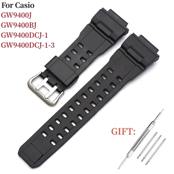 Резиновый ремешок для часов Casio G Shock GW9400 GW 9400 Замена силиконового браслета Черные водонепроницаемые ремешки для часов Аксессуары
