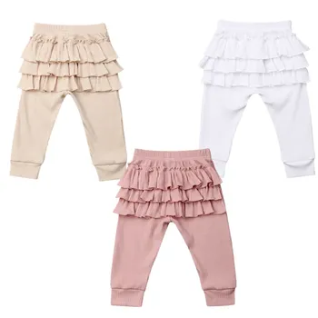 Новые леггинсы с оборками для маленьких девочек, повседневные школьные длинные штаны для малышей, одежда