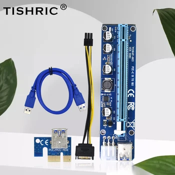 TISHRIC VER008C Riser Card USB3.0 PCI PCIE PCI-E От 1X До 16X Удлинитель Новейший 60 см 008C Riser Adapter Со Светодиодом Для майнинга GPU Miner