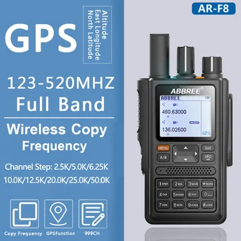 ABBREE AR-F8 GPS Walkie Talkie Полный диапазон частот 123-520 МГц/Обнаружение CTCSS Станция Дальнего Действия Высокой Мощности Двустороннее Радио