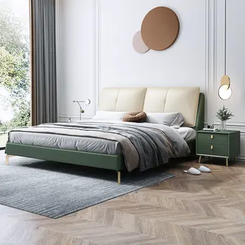 Современные тканевые каркасы для кроватей в стиле минимализма для мебели для спальни Nordic Light Роскошная кровать для главной спальни с двуспальной кроватью