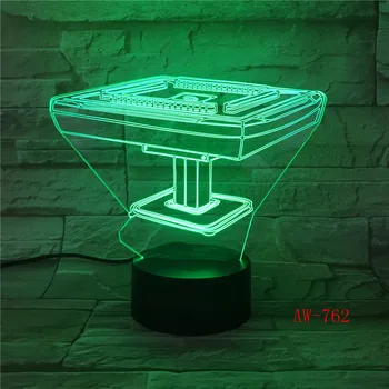 3D лампа китайская культура Стол для маджонга Изменение цвета на батарейках с пультом дистанционного управления для украшения комнаты Светодиодная ночная лампа 762