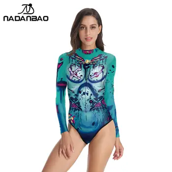 Бикини NADANBAO 2021, купальник для серфинга для женщин, купальник для вечеринки в честь Хэллоуина, пляжная одежда, купальники для плавания с длинным рукавом