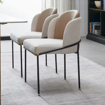 Изготовленный на заказ Легкий Роскошный обеденный стул в скандинавском стиле, туалетный стул для спальни, Дизайнерский тканевый стул с двойной спинкой, современный минималистичный ресторан в отеле