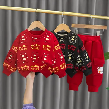 Новая Зимняя одежда, Комплекты Детской одежды Для Маленьких Девочек И мальчиков, Футболка с длинными рукавами и надписью 