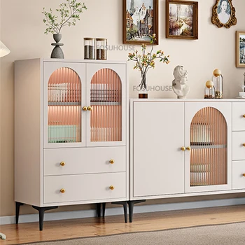 Современный кухонный шкаф с деревянными панелями для дома, хранения кухонной мебели, Романтический дизайн у стены, Кухонный буфет