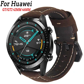 22 мм Кожаный Ремешок для часов Huawei Watch GT/GT 2/Active Smart Watch Браслет Correa для Huami Amazfit GTR 47 мм/gt2 Band