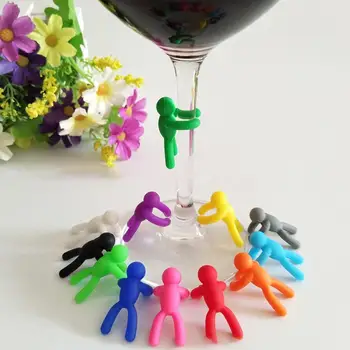 12шт Силиконовый маркер Креативный Силиконовый маркер для бокала вина Идентификационные этикетки для стаканов для напитков, бирки для вечеринок в случайном порядке