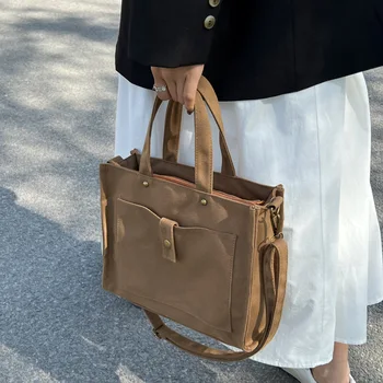 Женская корейская версия простой универсальной сумки в литературном стиле, сумка-тоут большой емкости на одно плечо, сумка с косым пролетом, холщовый кошелек