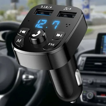 Автомобильный Bluetooth-совместимый FM-передатчик, автомобильный комплект на 12-24 В, MP3-модулятор, аудиоприемник громкой связи, быстрое зарядное устройство через 2 USB.