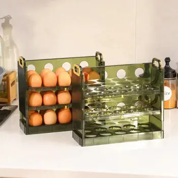 Коробка для хранения яиц, Держатель для яиц, 2/3-слойный дизайн, Вращающаяся, большая емкость, Компактное защитное хранилище, Многоразовая дверца холодильника